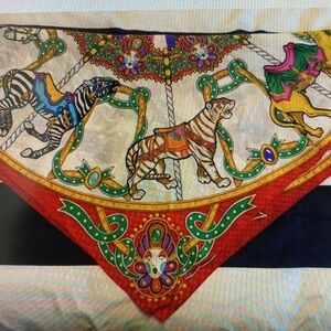 Tiffany& Co. Vintage Silk Scarf in Bold Circus Design